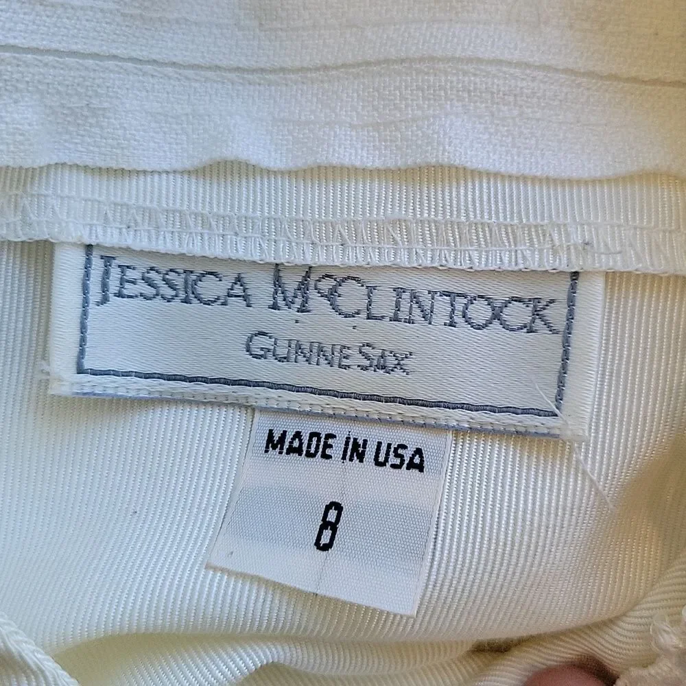 Gunne Sax Vintage 70s White Prairie Cottagecore Dress Size XS COTTAGECORE - Picture 7 of 7